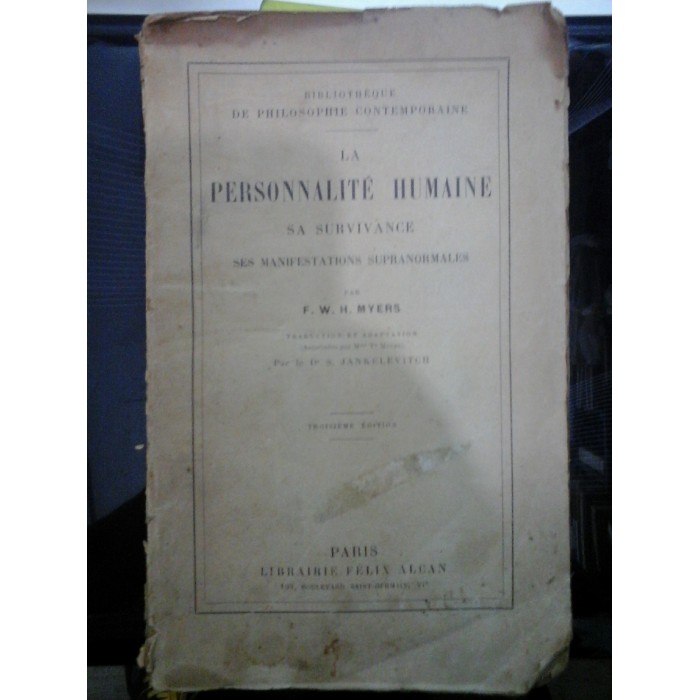 LA  PERSONNALITE  HUMAINE  -   F.W. H. MYERS